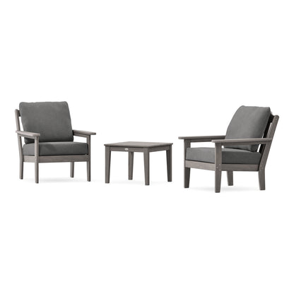 POLYWOOD Country Living Cottage 3-Piece Deep Seating Set in Driftwood