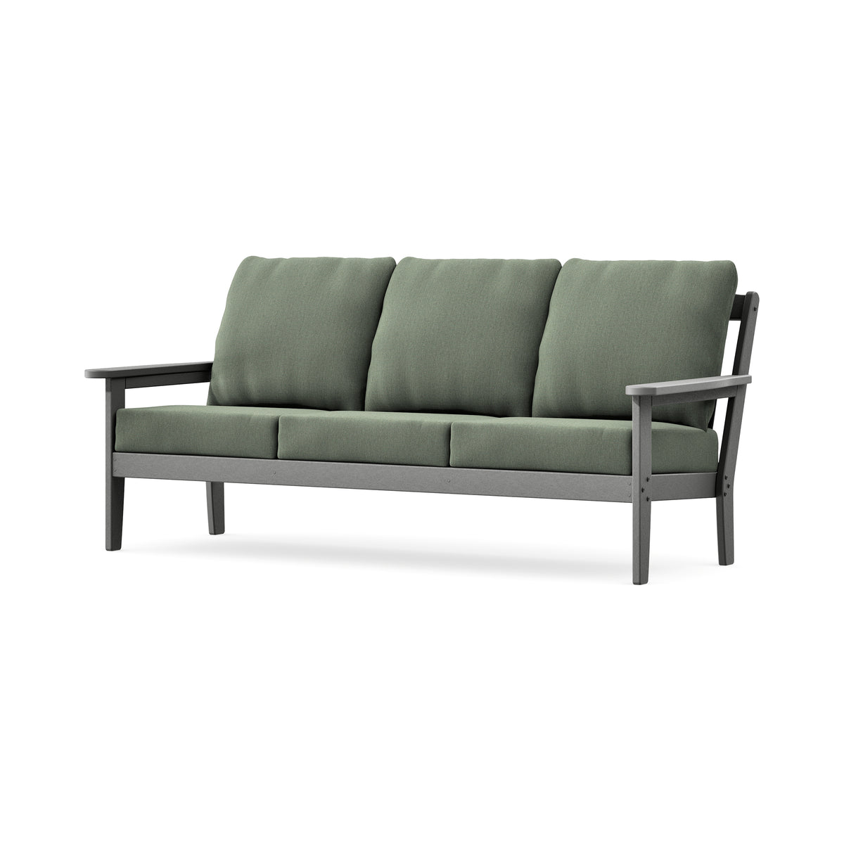 POLYWOOD Cottage Deep Seating Sofa in Slate Grey / Cast Sage