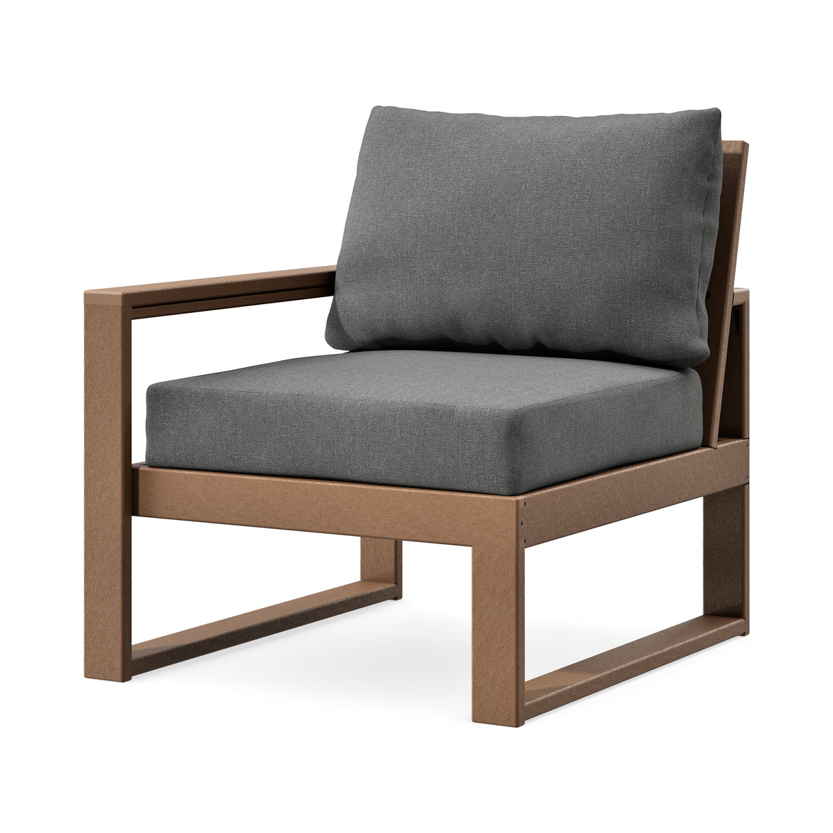 POLYWOOD EDGE Modular Left Arm Chair in Teak / Ash Charcoal