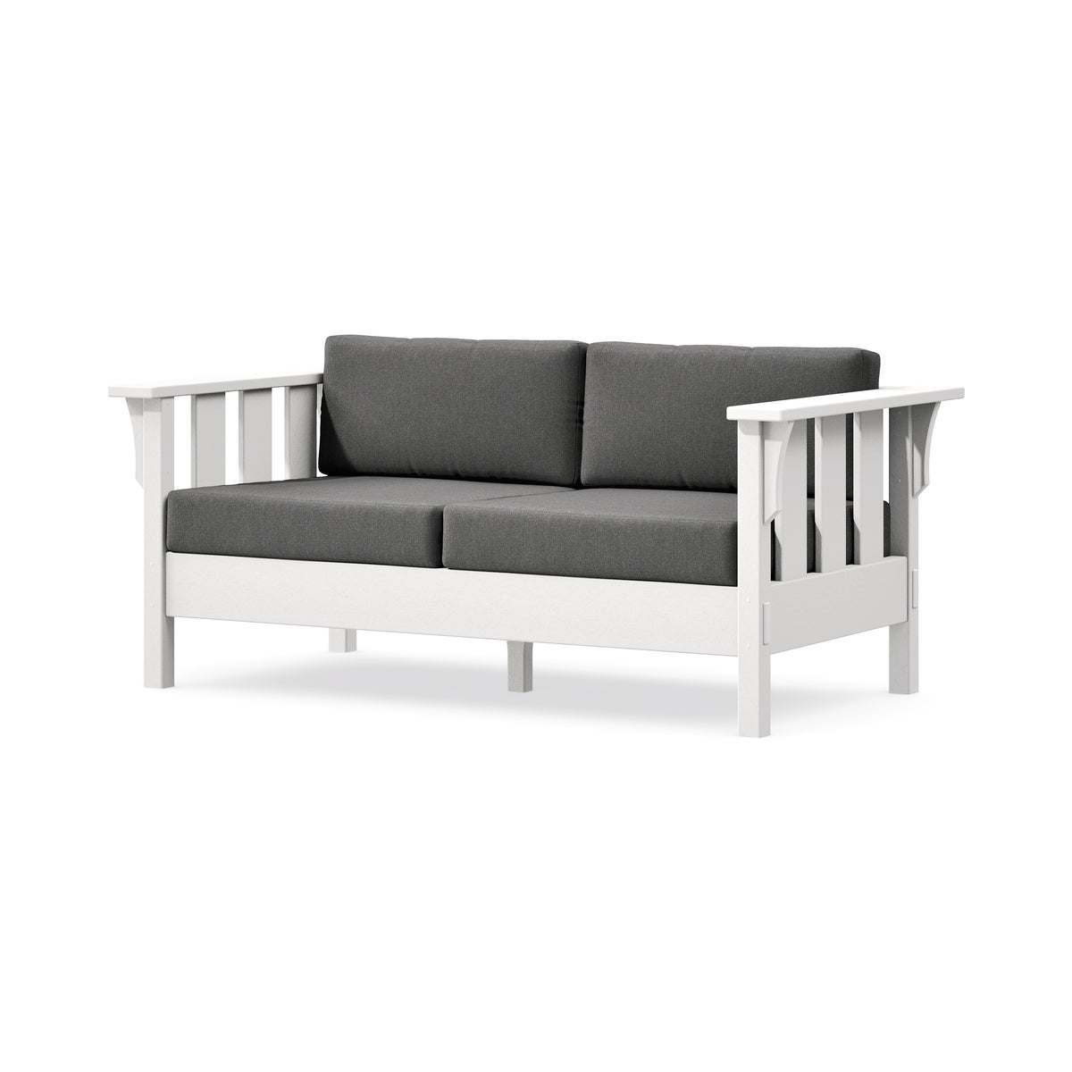 POLYWOOD Acadia Deep Seating Loveseat in White / Ash Charcoal