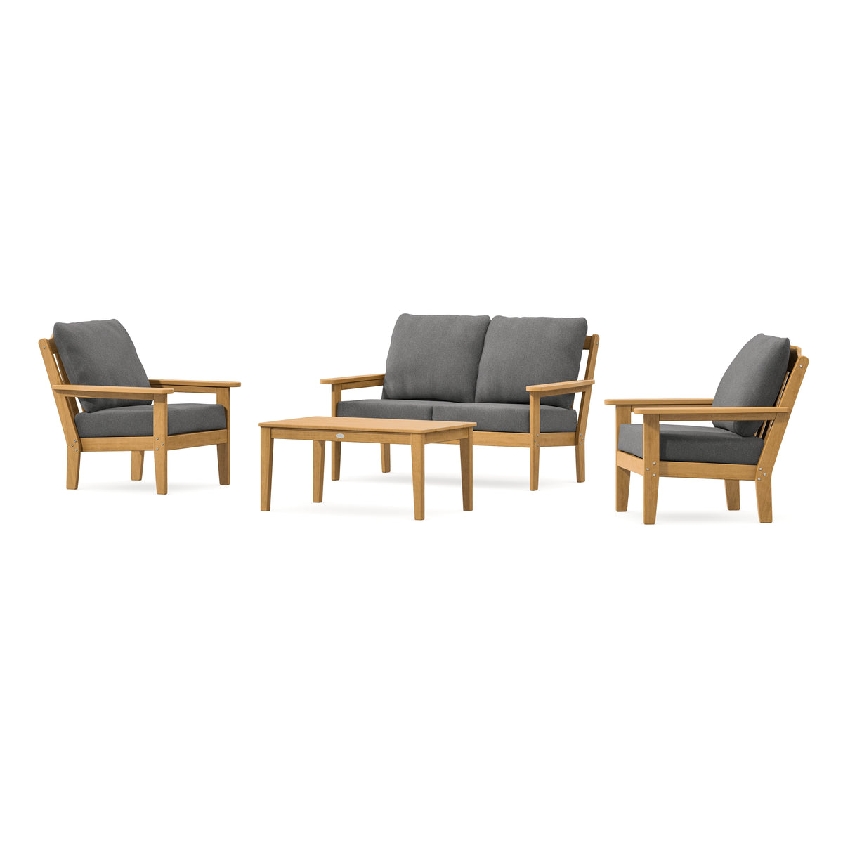 POLYWOOD Country Living Cottage 4-Piece Deep Seating Set with Loveseat in Natural