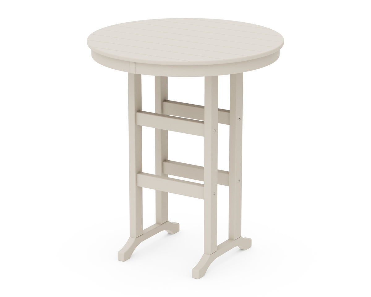 POLYWOOD 36" Round Farmhouse Bar Table in Sand