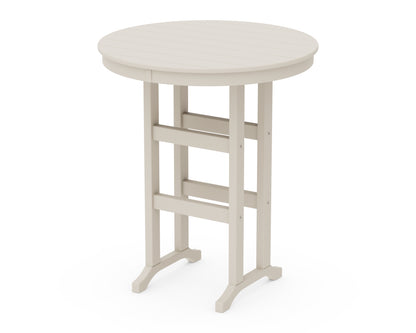 POLYWOOD 36" Round Farmhouse Bar Table in Sand