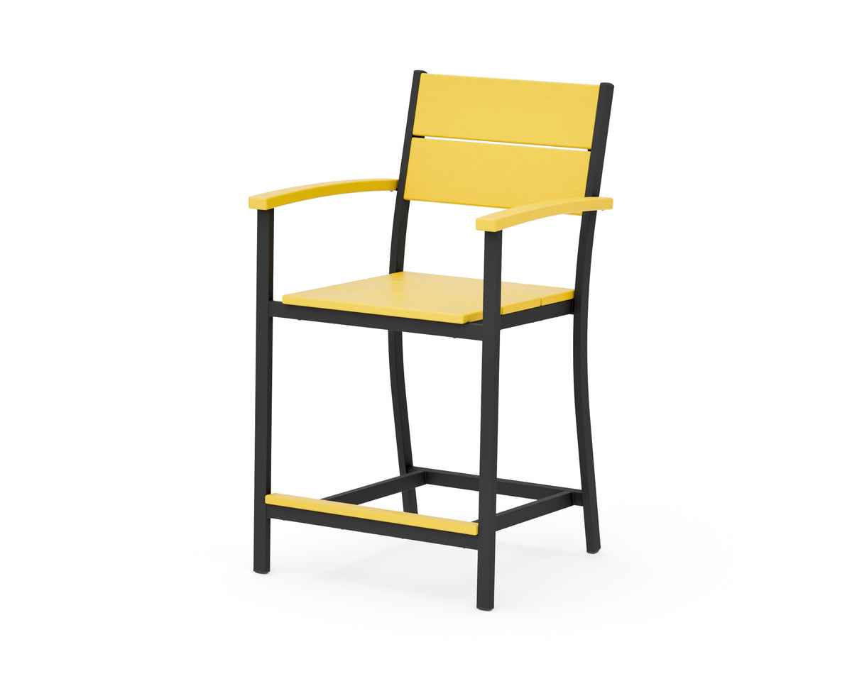 POLYWOOD Main Street Counter Arm Chair in Black / Lemon