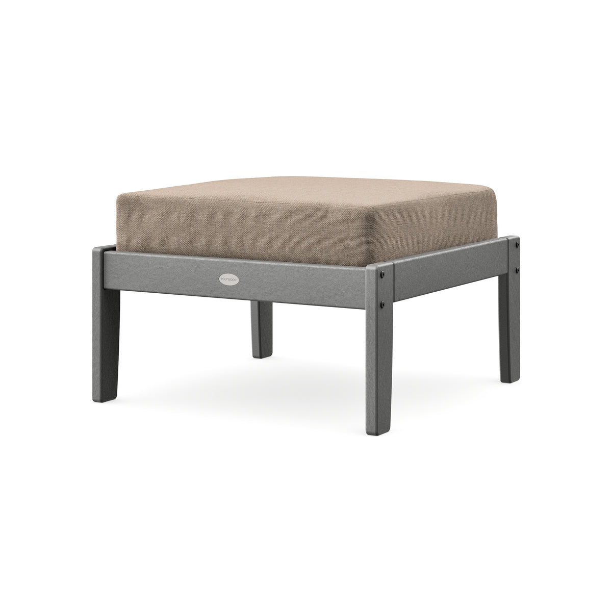 POLYWOOD Braxton Deep Seating Ottoman in Slate Grey / Spiced Burlap