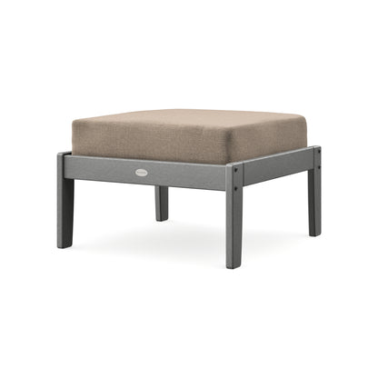 POLYWOOD Braxton Deep Seating Ottoman in Slate Grey / Spiced Burlap