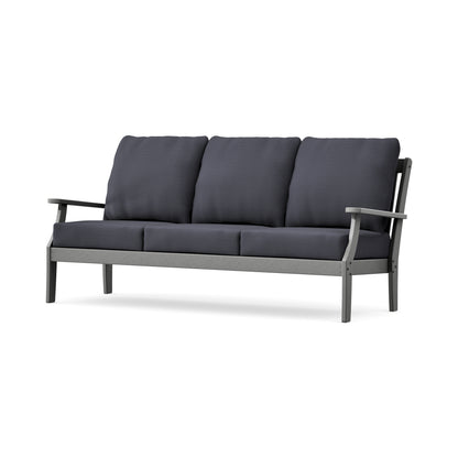 POLYWOOD Braxton Deep Seating Sofa in Slate Grey / Midnight Linen
