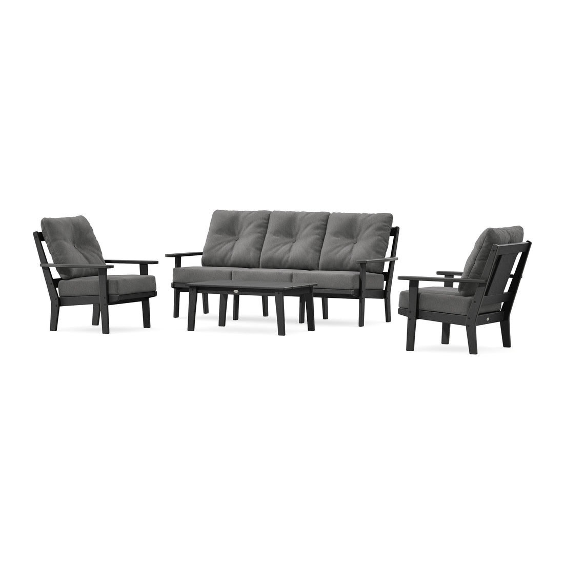 POLYWOOD Prairie 4-Piece Deep Seating Set with Sofa in Black