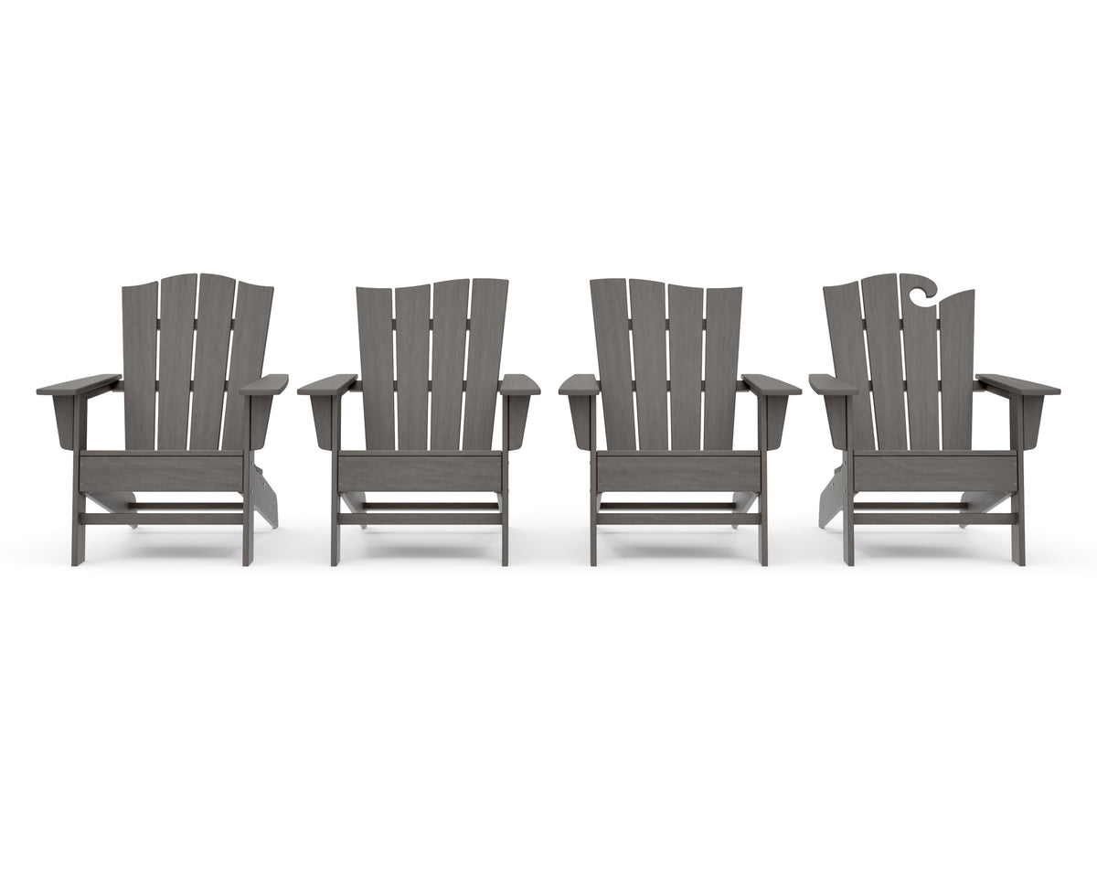 POLYWOOD Wave Collection 4-Piece Adirondack Chair Set in Driftwood