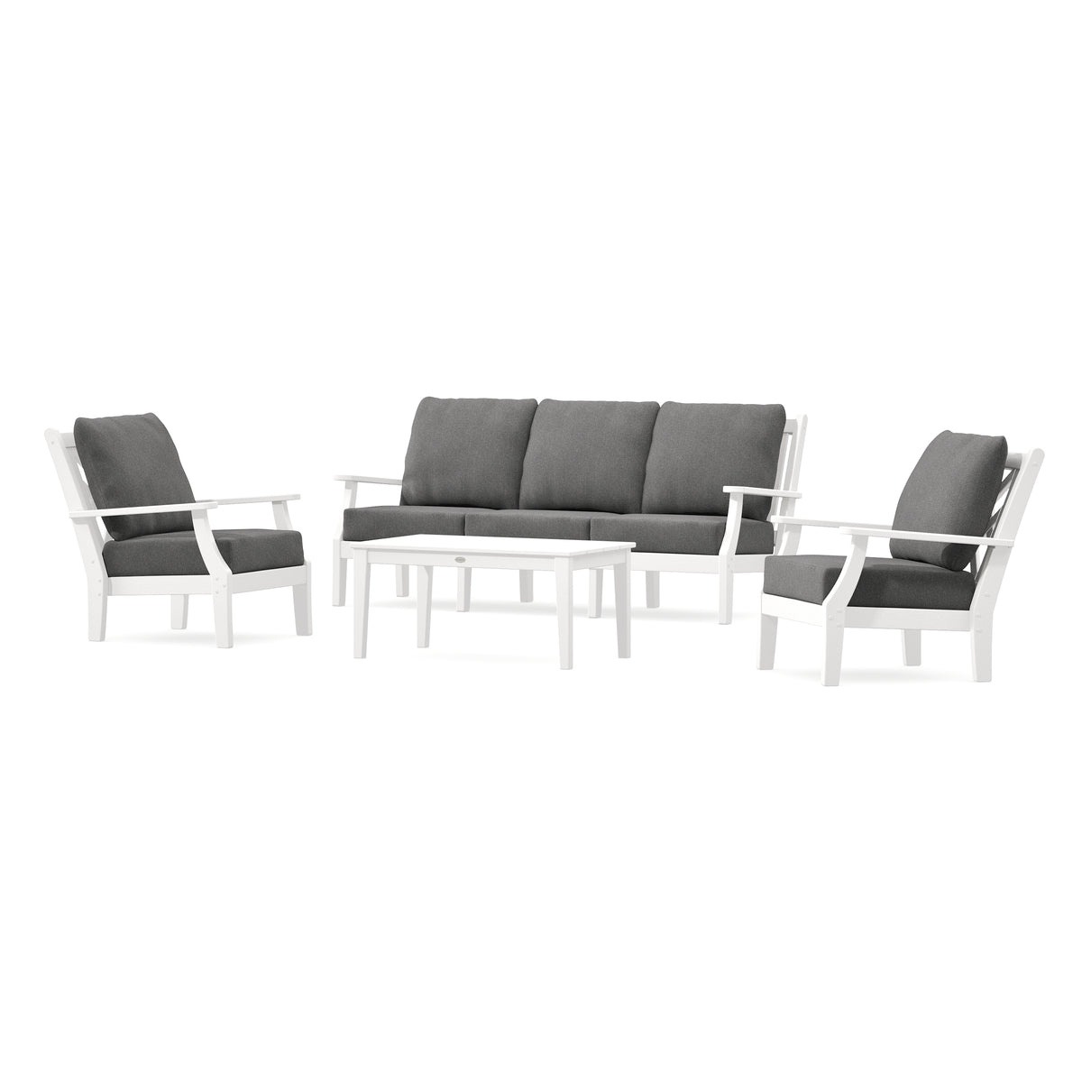 POLYWOOD Country Living Wovendale 4-Piece Deep Seating Set with Sofa in Vintage White