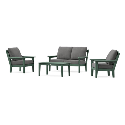 POLYWOOD Country Living Cottage 4-Piece Deep Seating Set with Loveseat in Green