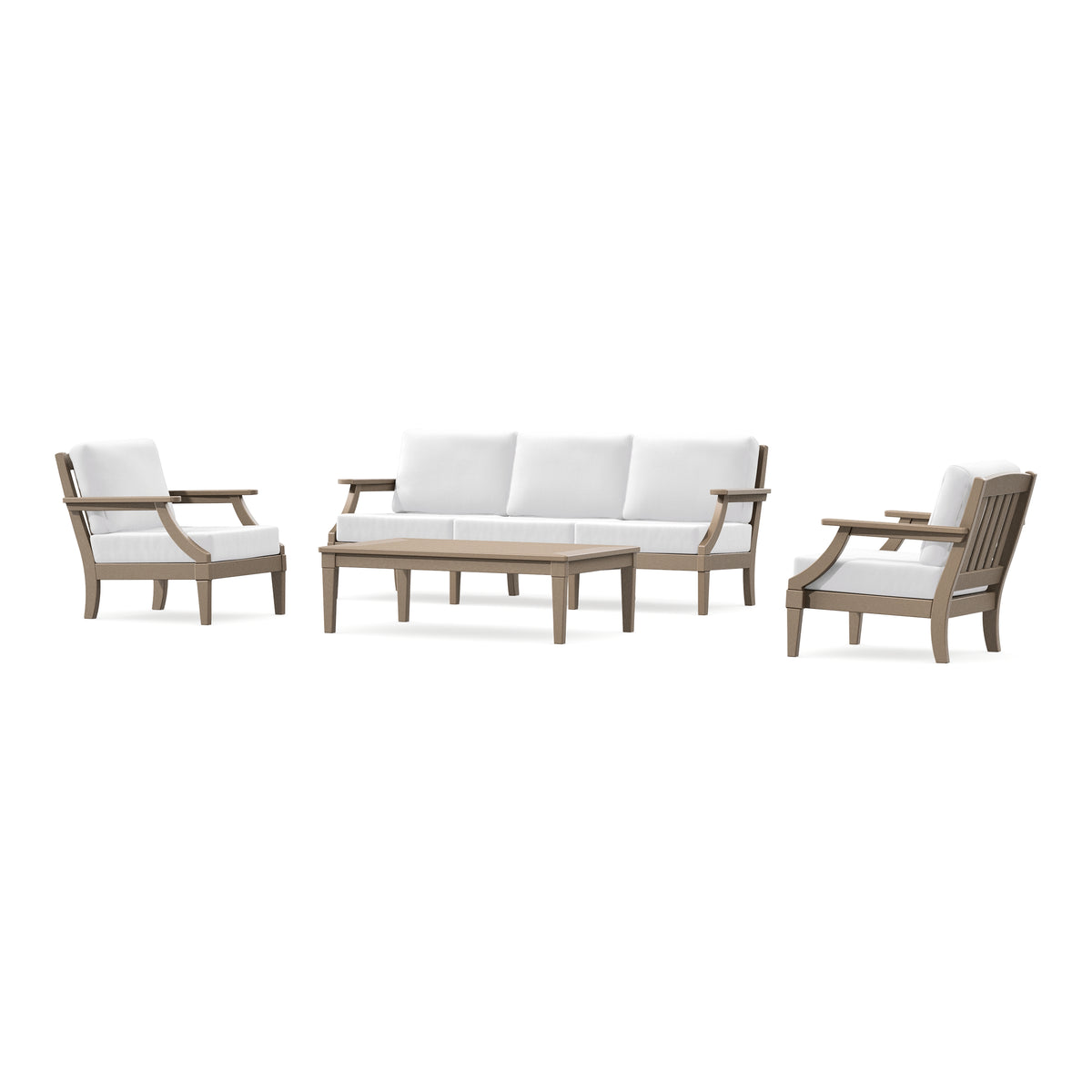 POLYWOOD PW Designer Series Estate 4-Piece Lounge Sofa Set in Vintage Sahara / Natural