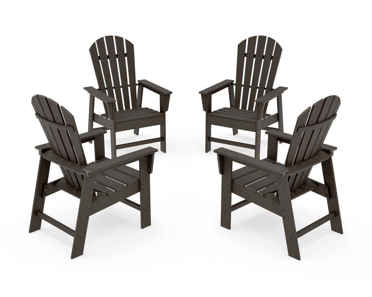 POLYWOOD 4-Piece South Beach Casual Chair Conversation Set in Vintage Coffee