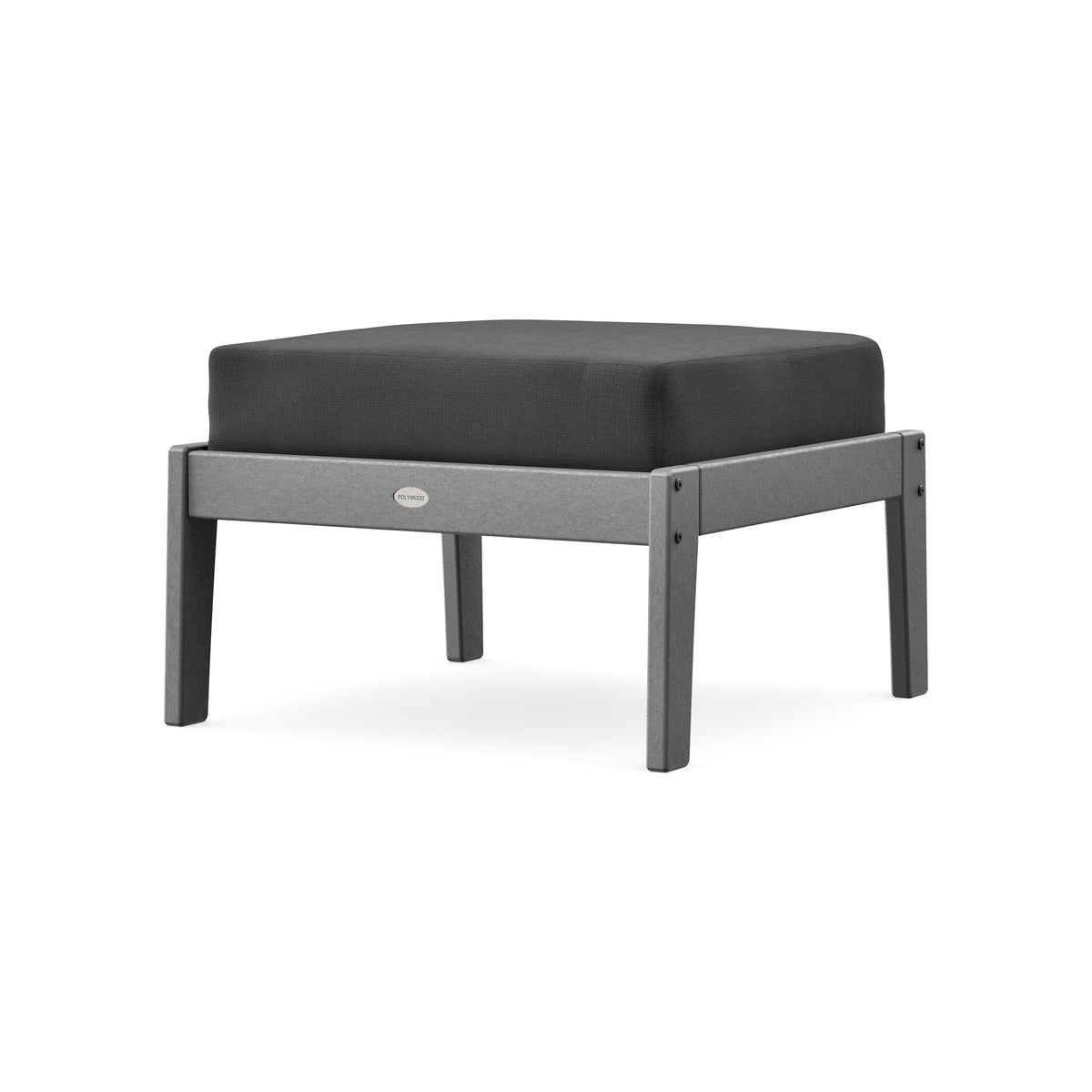 POLYWOOD Lakeside Deep Seating Ottoman in Slate Grey / Spectrum Carbon