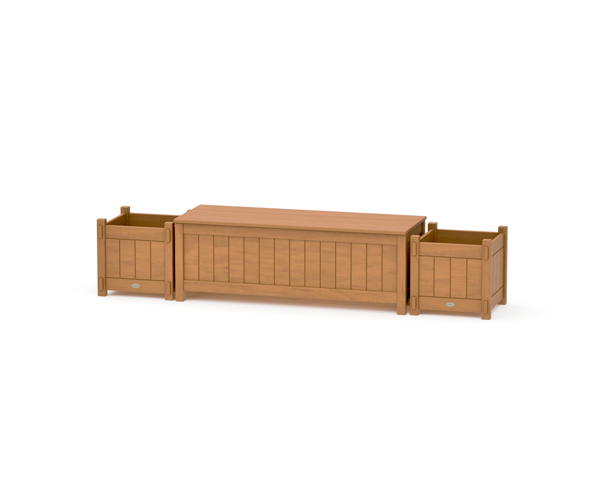 POLYWOOD 48" Vineyard Straight Planter Storage Bench Set in Natural