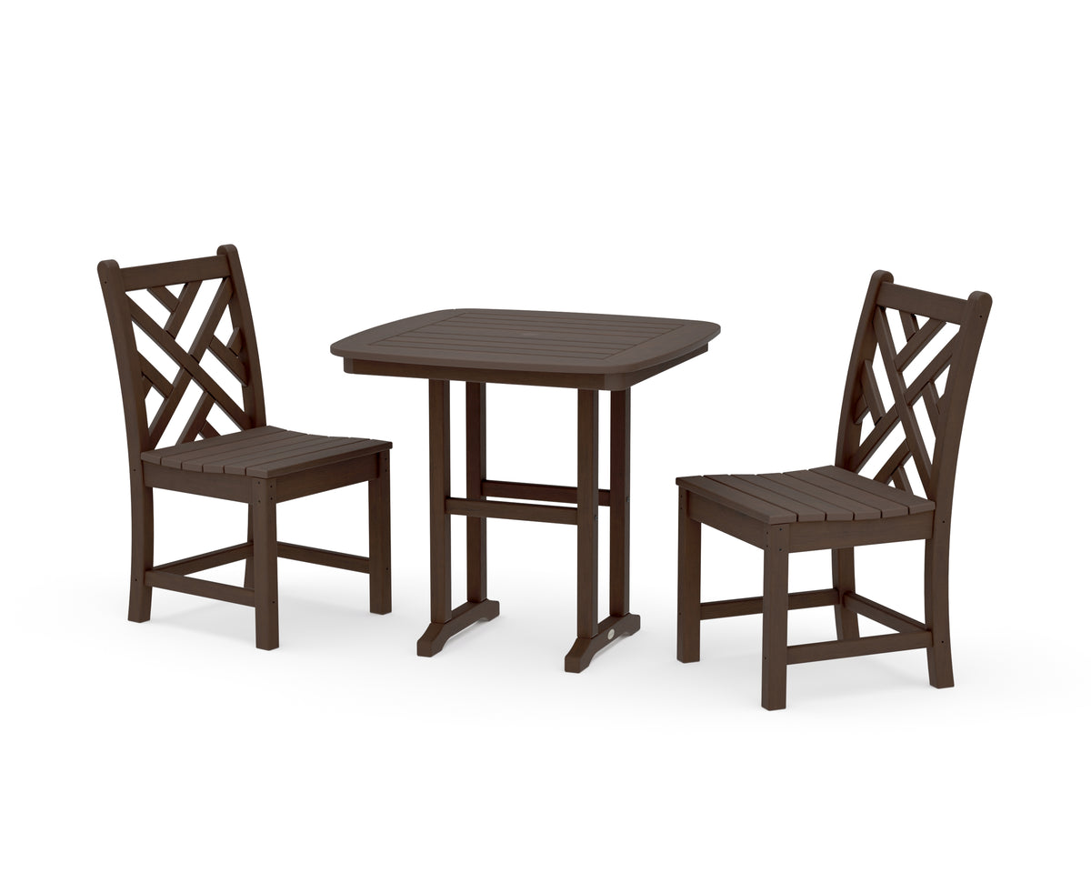 POLYWOOD Chippendale Side Chair 3-Piece Dining Set in Kona