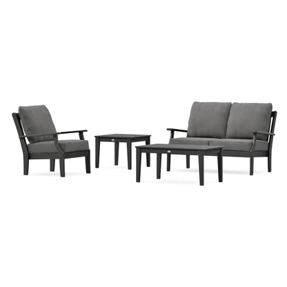 POLYWOOD Braxton 4-Piece Deep Seating Set in Black