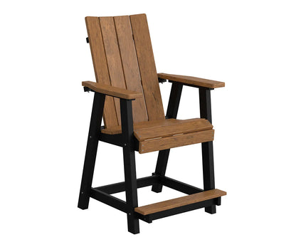 Berlin Gardens SOL Counter Chair, cedar seat and back on a black frame with footrest