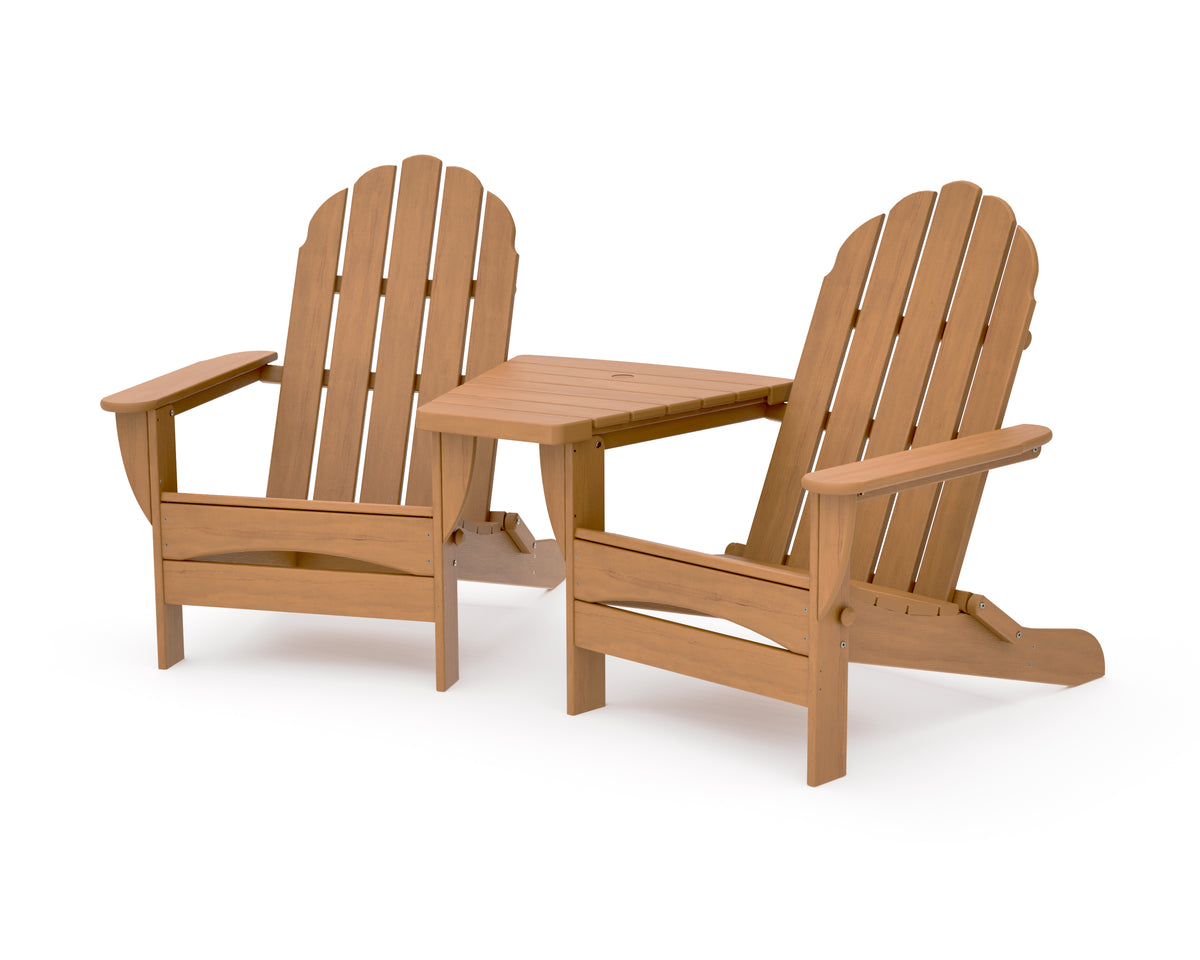 POLYWOOD Classic Oversized Adirondacks with Angled Connecting Table in Natural