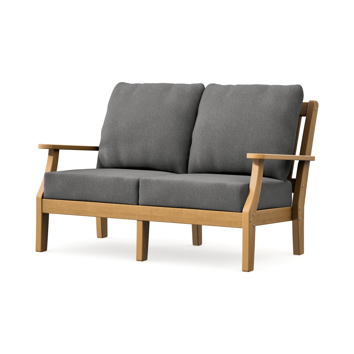 POLYWOOD Chinoiserie Deep Seating Loveseat in Natural / Ash Charcoal