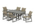 POLYWOOD EDGE Woven Arm Chair 7-Piece Farmhouse Dining Set in Slate Grey / Dune Grass