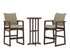 POLYWOOD EDGE Woven 3-Piece Farmhouse Bar Set in Mahogany / Dune Grass