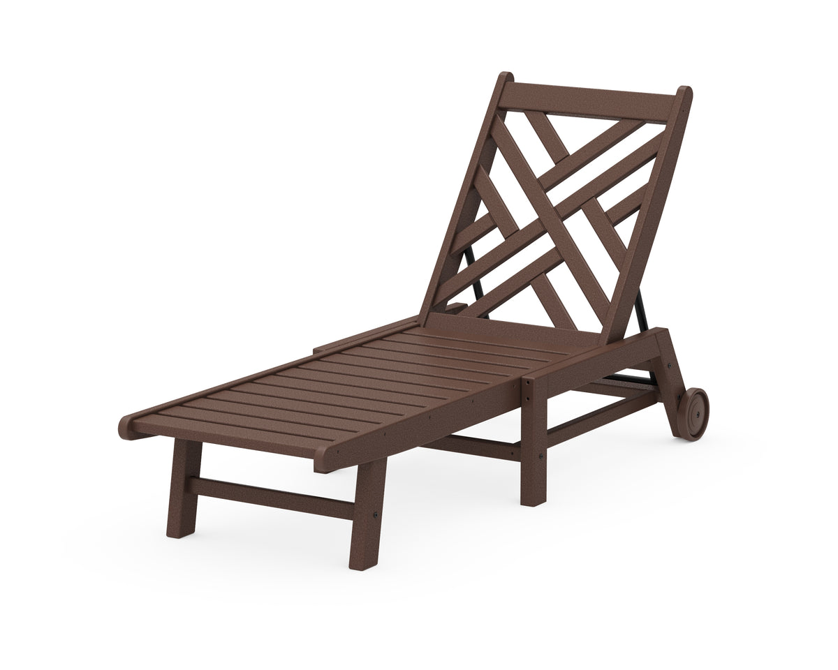 POLYWOOD Chippendale Chaise with Wheels in Mahogany