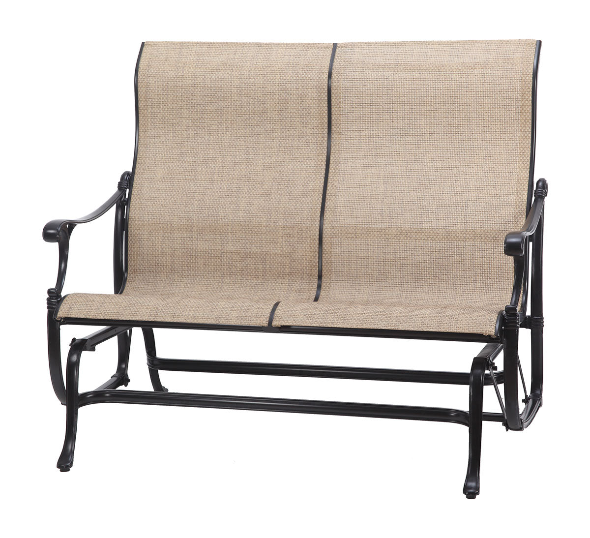 Gensun Michigan Sling High Back Loveseat Glider in Black