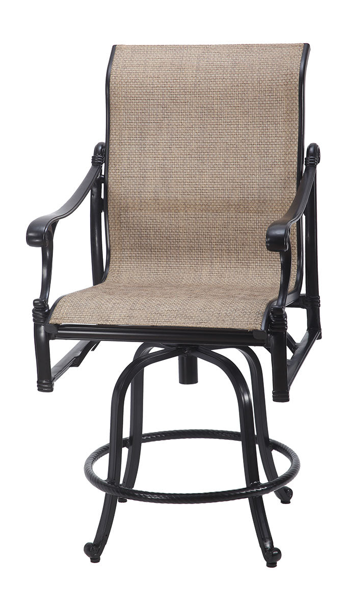 Gensun Michigan Sling Swivel Balcony Stool in Black
