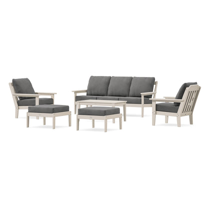 POLYWOOD Country Living Cottage 6-Piece Lounge Sofa Set in Sand