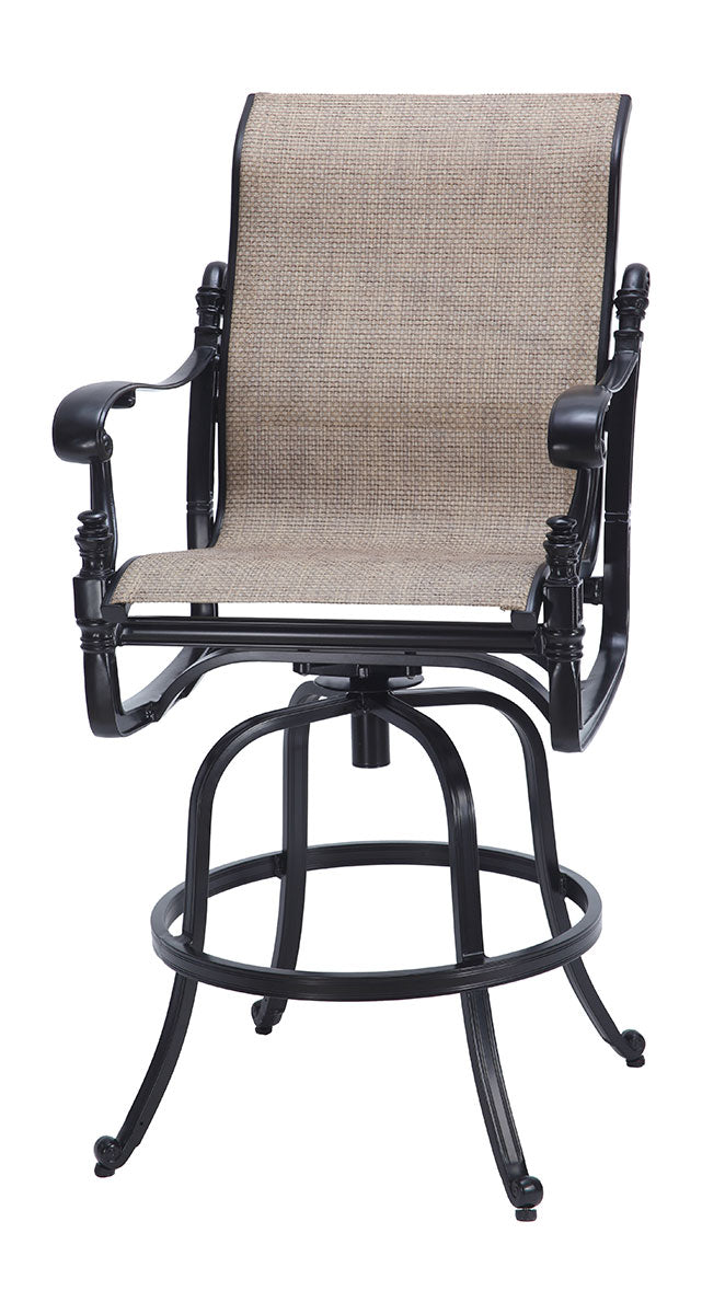 Gensun Florence Sling Swivel Bar Stool in Carbon