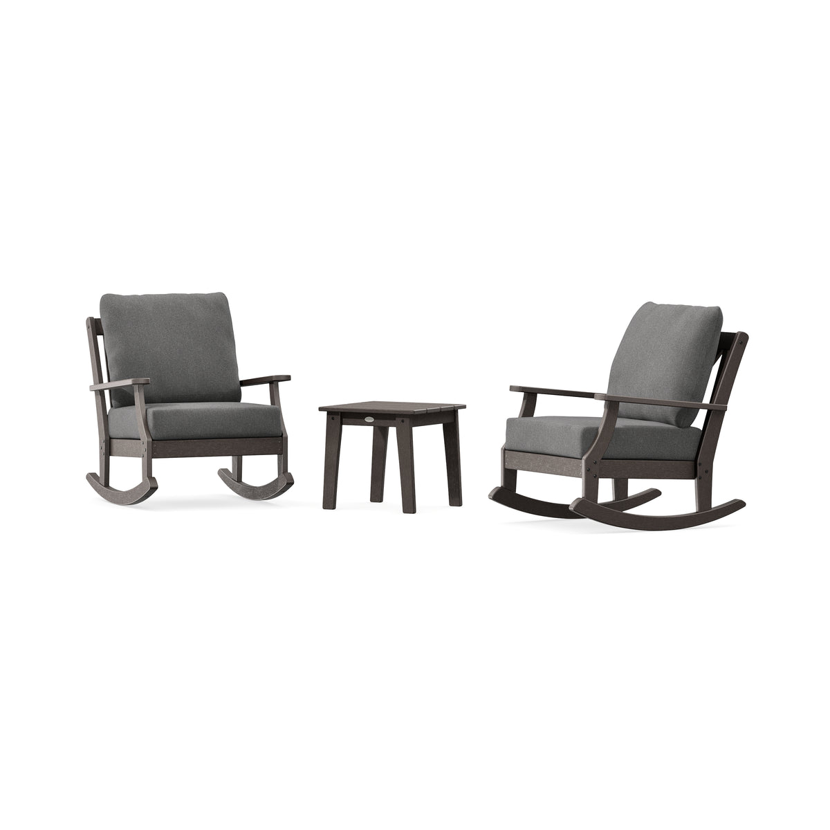 POLYWOOD Braxton 3-Piece Deep Seating Rocker Set in Vintage Coffee