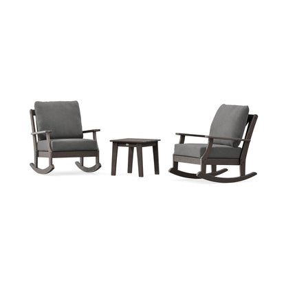 POLYWOOD Braxton 3-Piece Deep Seating Rocker Set in Vintage Coffee