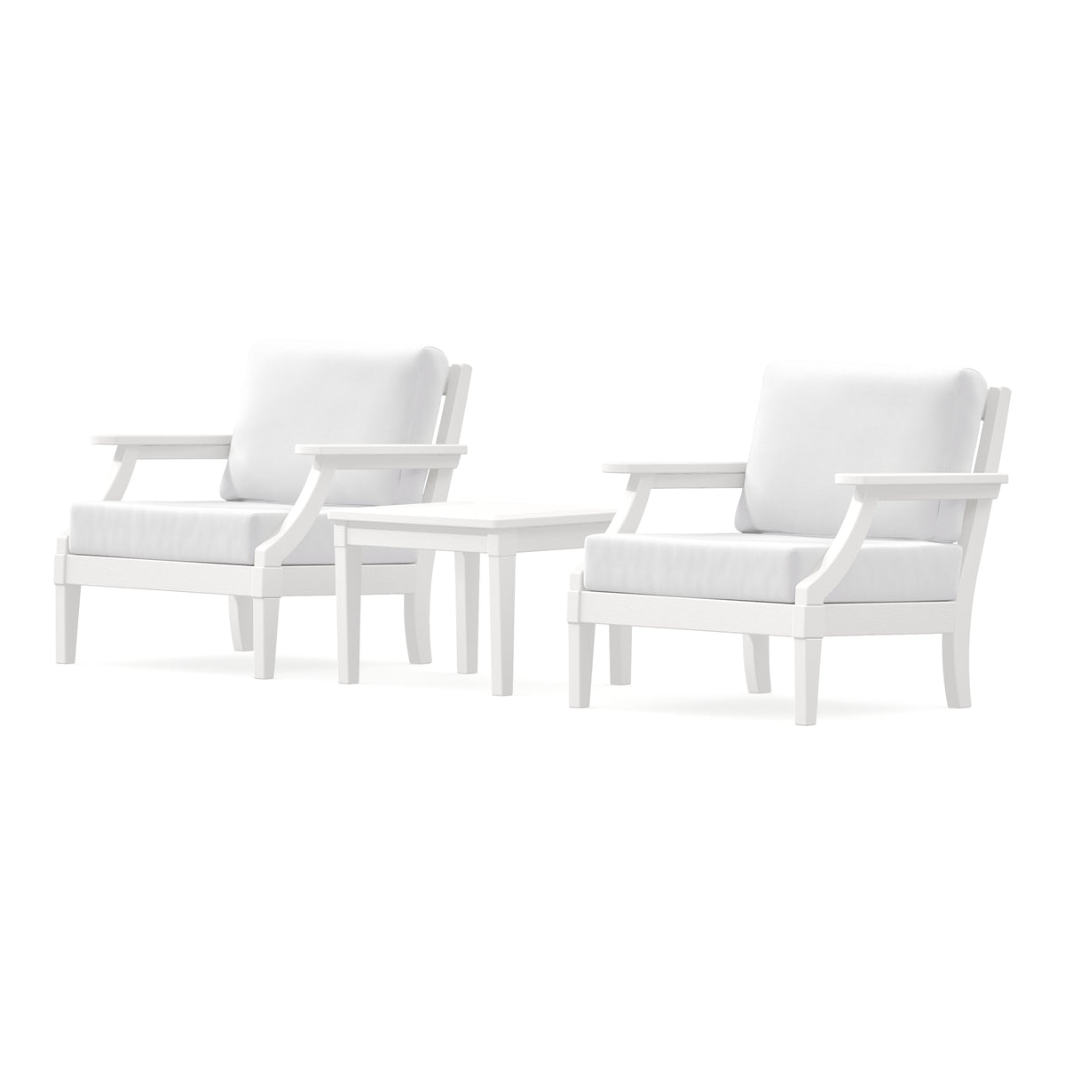 POLYWOOD PW Designer Series Estate 3-Piece Lounge Chair Set in Vintage White / Natural