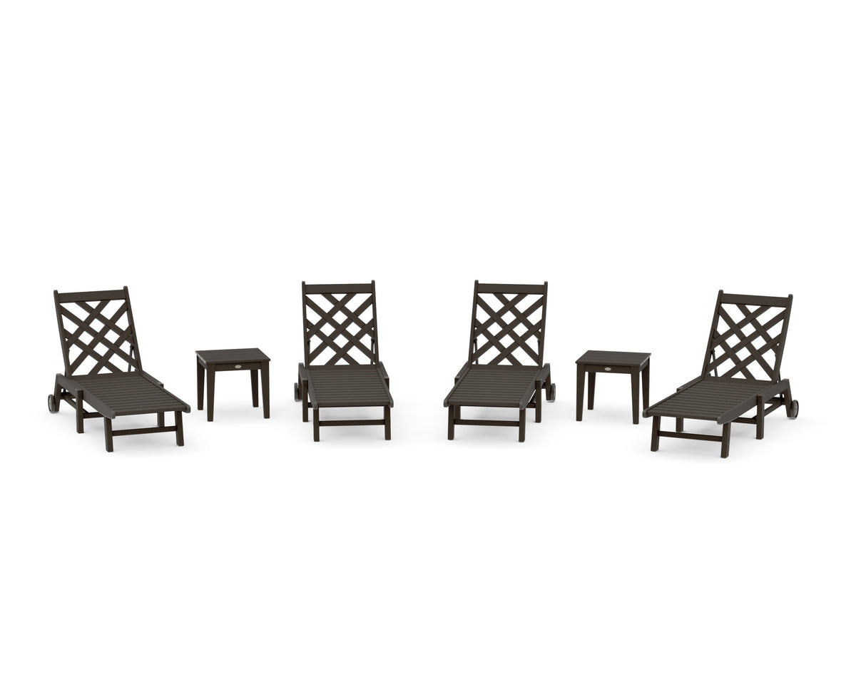 POLYWOOD Wovendale 6-Piece Chaise Set with Wheels in Vintage Coffee