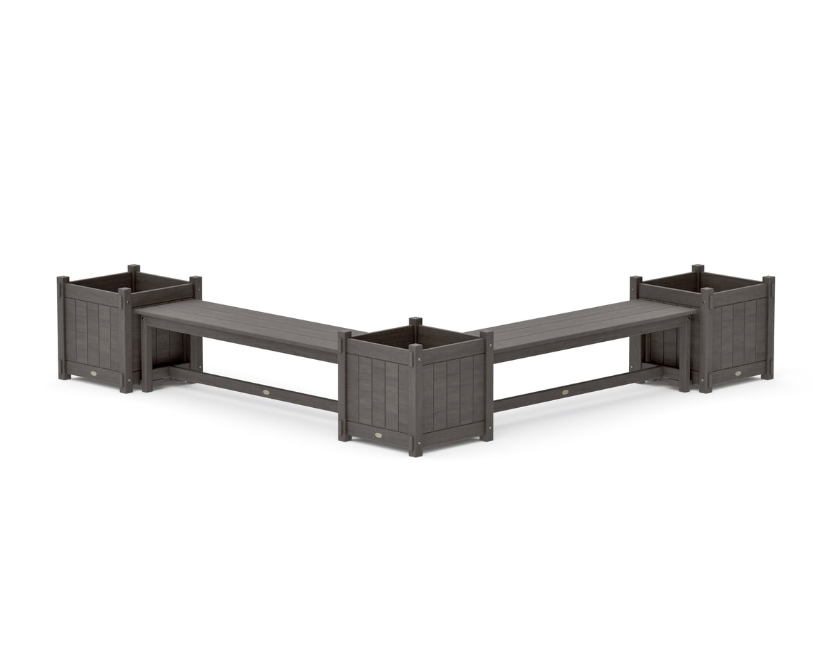 POLYWOOD 60" Vineyard L-Shaped Planter Bench Corner Set - Large in Driftwood