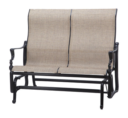 Gensun Bel Air Sling High Back Loveseat Glider in Midnight Gold