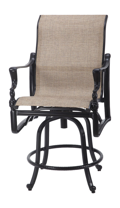 Gensun Bel Air Sling Swivel Balcony Stool in Midnight Gold