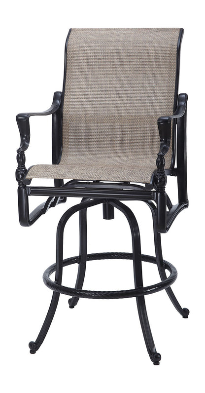 Gensun Bel Air Sling Swivel Bar Stool in Midnight Gold