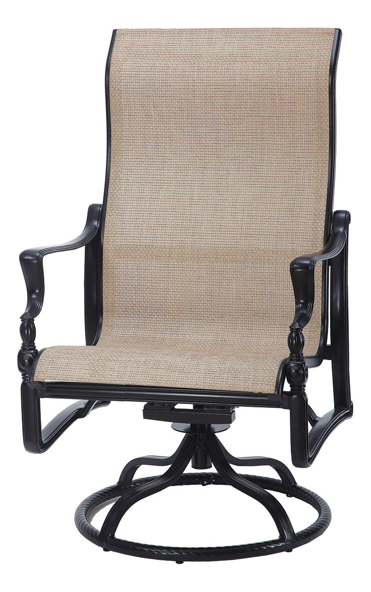 Gensun Bel Air Sling High Back Swivel Rocking Lounge Chair in Midnight Gold