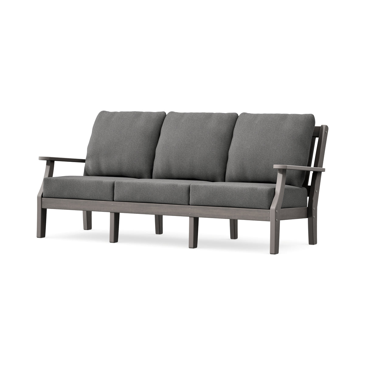POLYWOOD Chinoiserie Deep Seating Sofa in Driftwood / Ash Charcoal