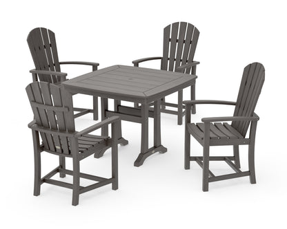 POLYWOOD Palm Coast 5-Piece Dining Set with Trestle Legs - 37" Table in Driftwood