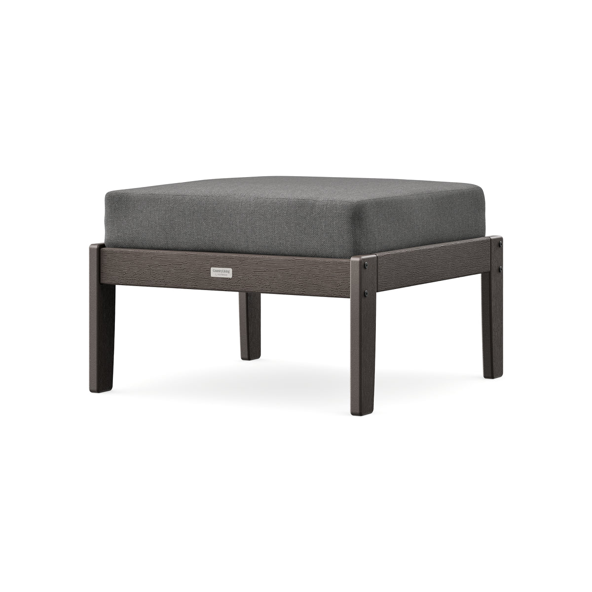 POLYWOOD Cottage Deep Seating Ottoman in Vintage Coffee / Ash Charcoal