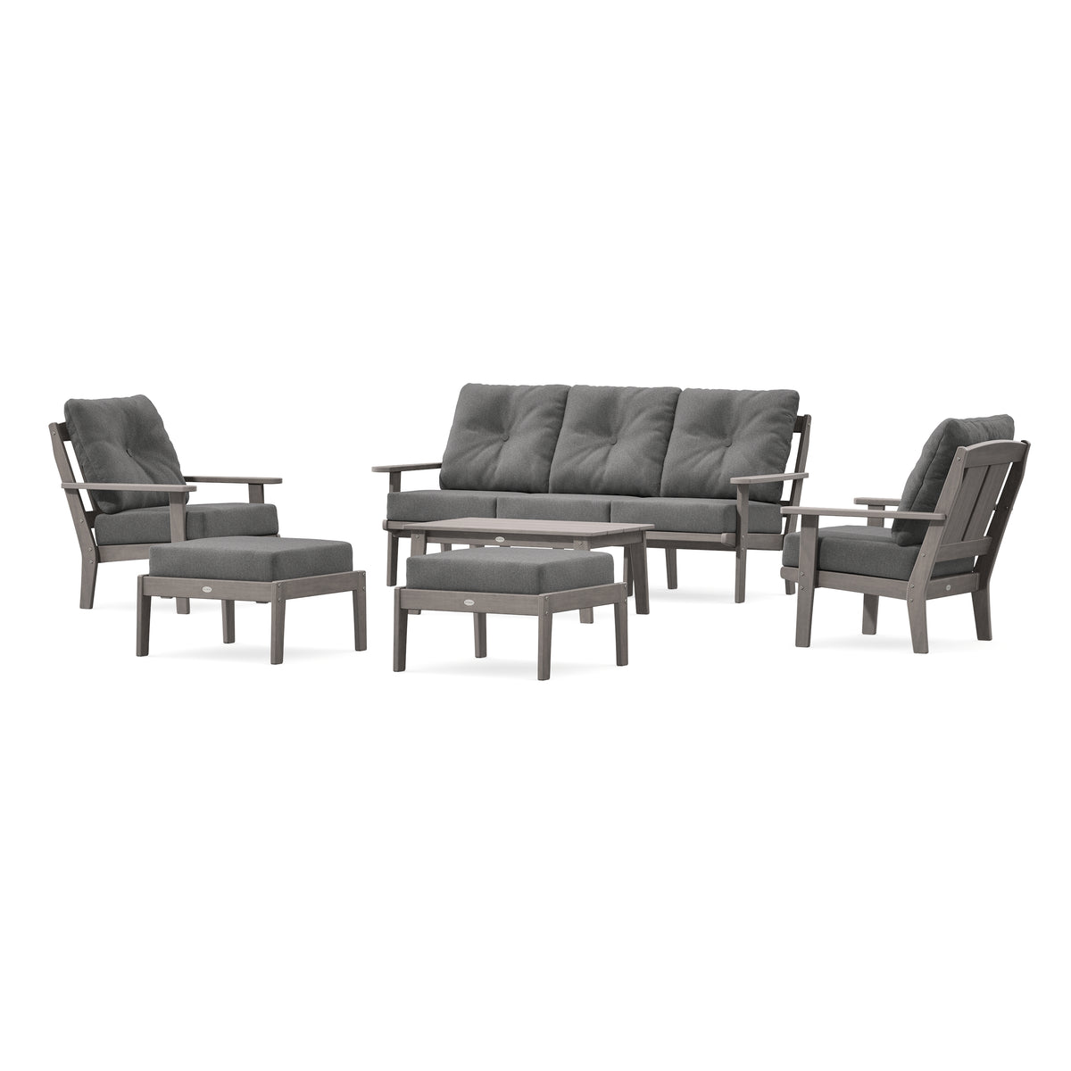POLYWOOD Mission 6-Piece Lounge Sofa Set in Driftwood