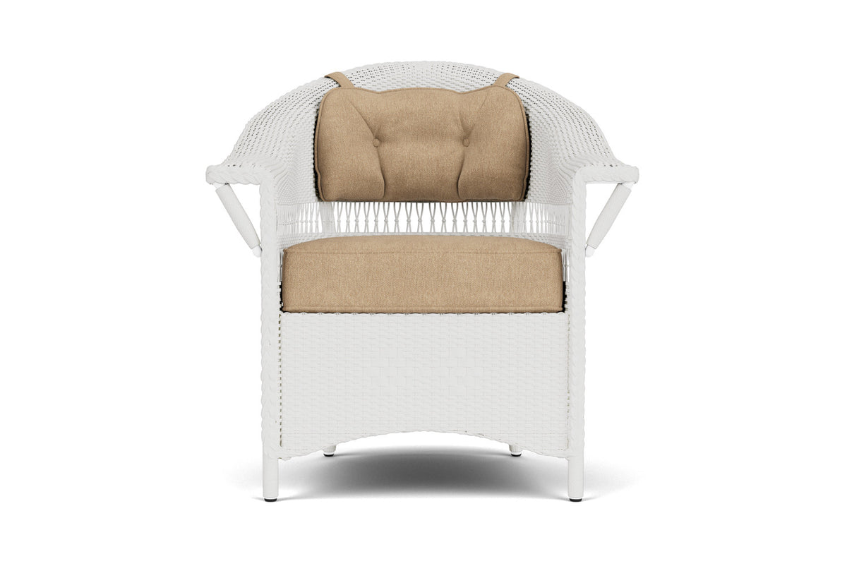 Lloyd Flanders Nantucket Dining Set in Matte White with Hayden Sand fabric