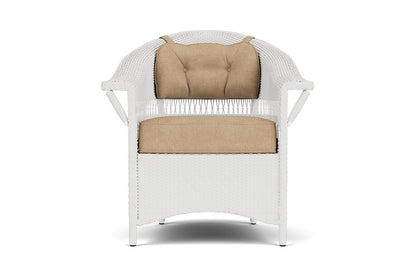 Lloyd Flanders Nantucket Dining Set in Matte White with Hayden Sand fabric