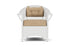 Lloyd Flanders Nantucket Dining Set in Matte White with Hayden Sand fabric