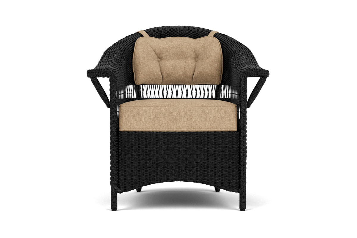 Lloyd Flanders Nantucket Dining Set in Ebony with Hayden Sand fabric