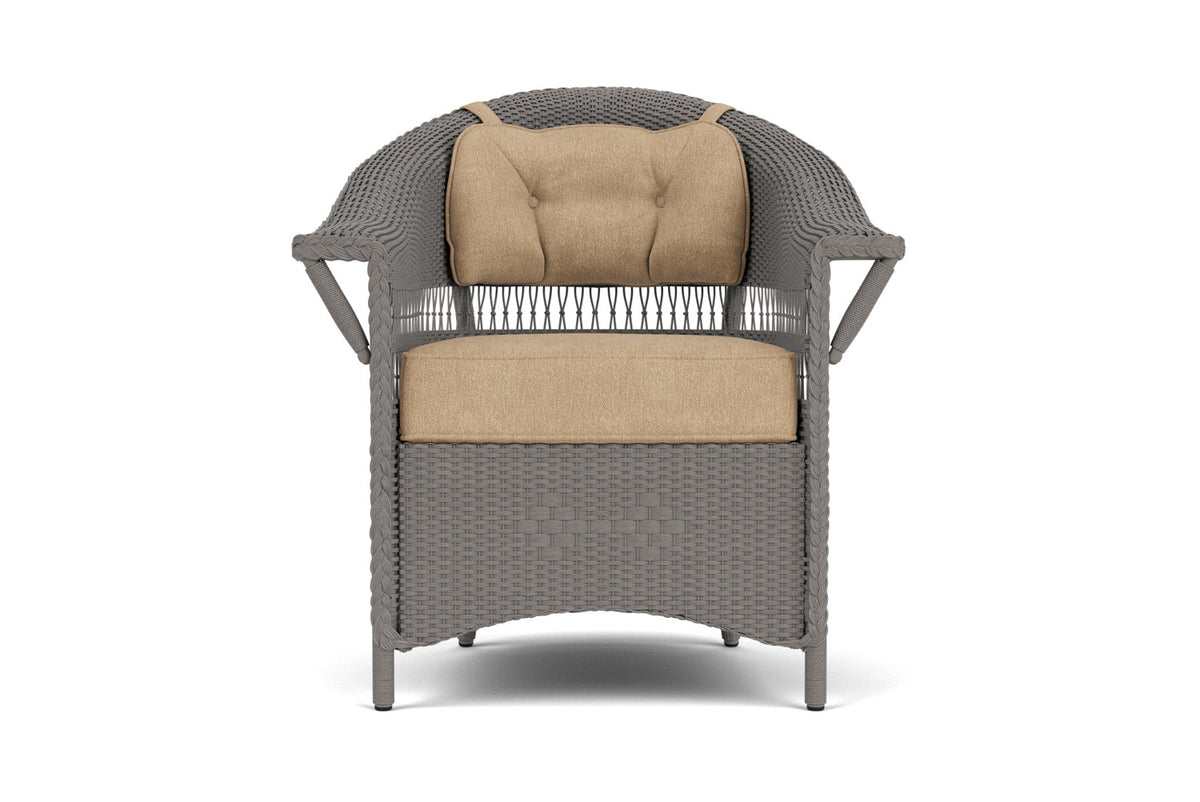 Lloyd Flanders Nantucket Dining Set in Pewter with Hayden Sand fabric