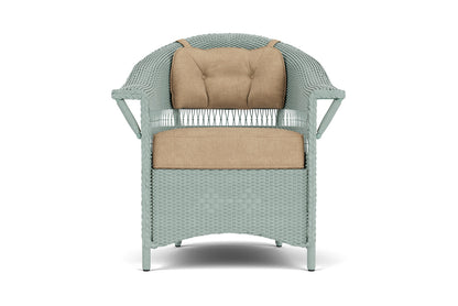 Lloyd Flanders Nantucket Dining Armchair in Sea Glass with Hayden Sand fabric